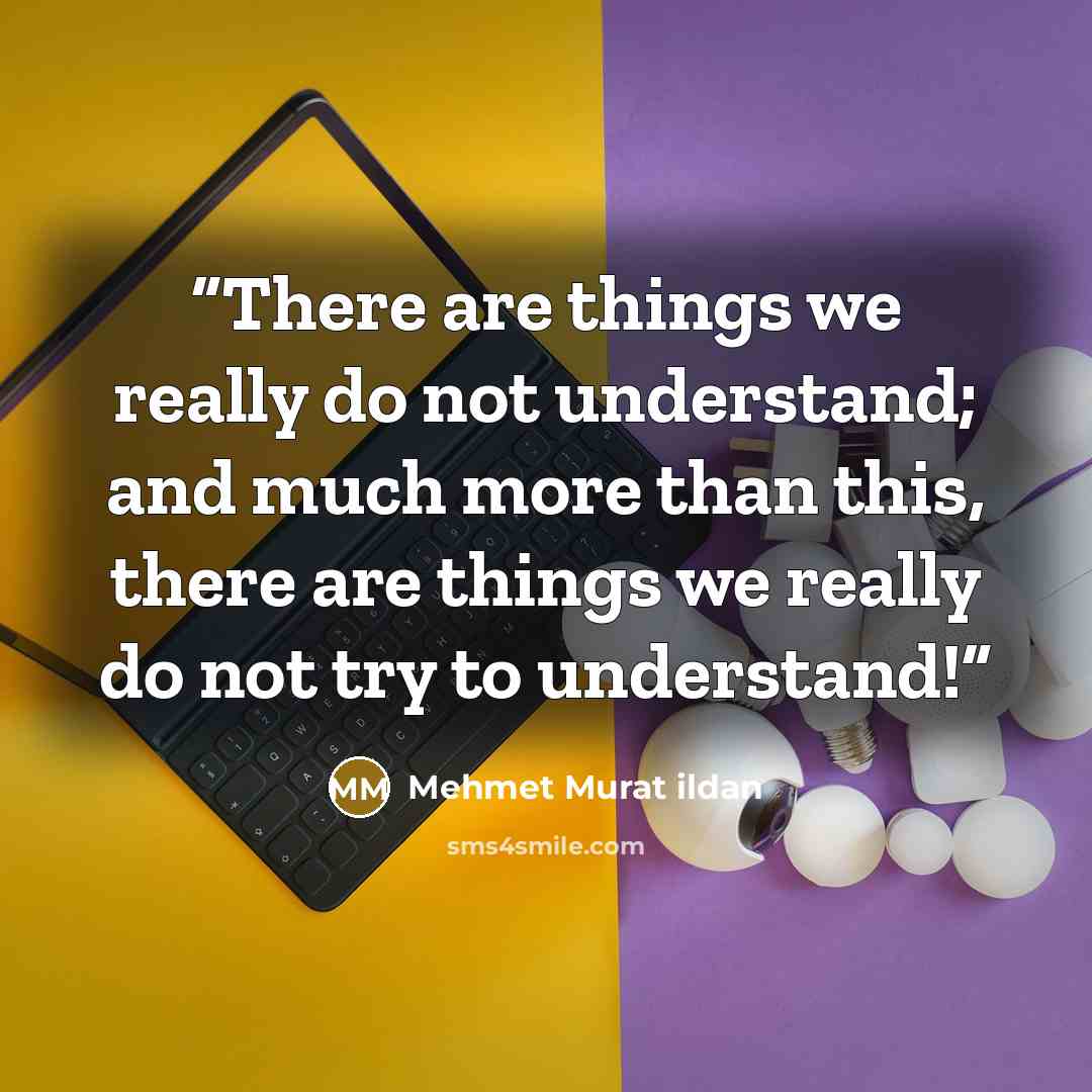 “There are things we really do not understand; and much more than this, there are things we really do not try to understand!” quote by Mehmet Murat ildan