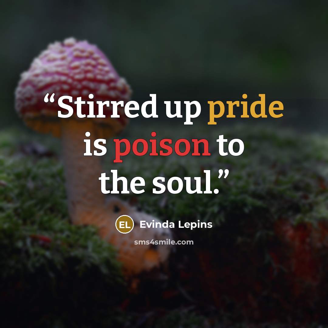 “Stirred up pride is poison to the soul.” quote by Evinda Lepins