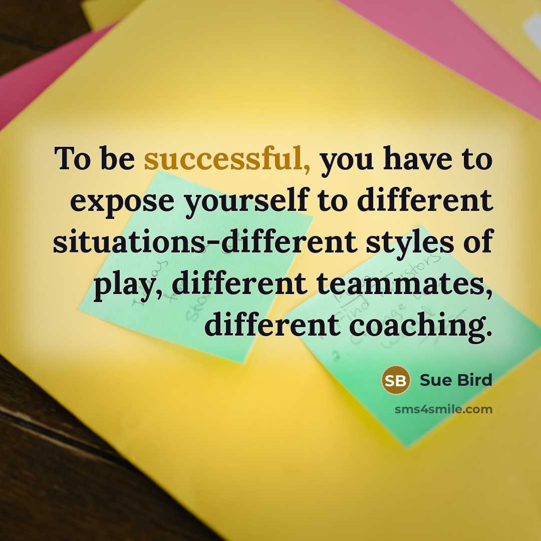 “To be successful, you have to expose yourself to different situations-different styles of play, different teammates, different coaching.” quote by Sue Bird