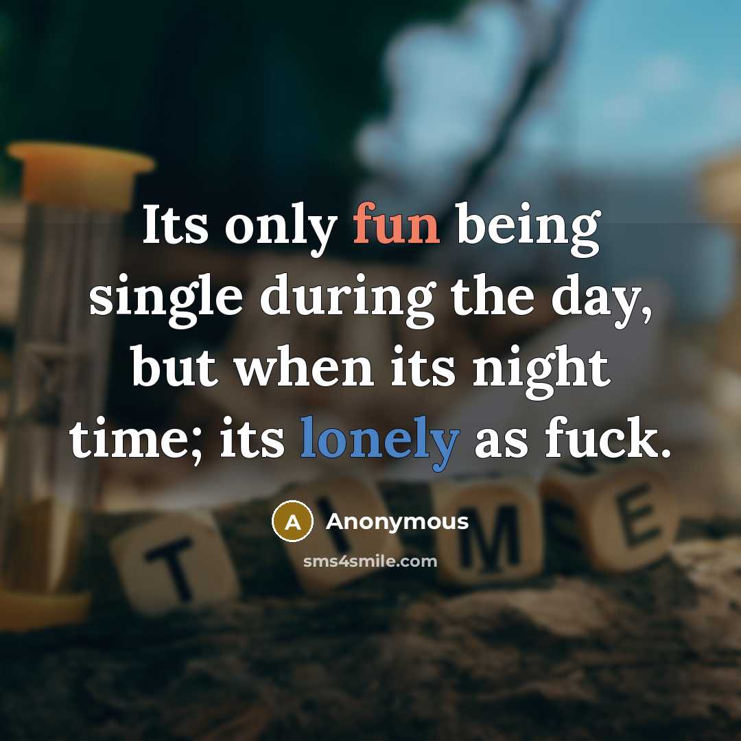 “Its only fun being single during the day, but when its night time; its lonely as fuck.” quote by Anonymous