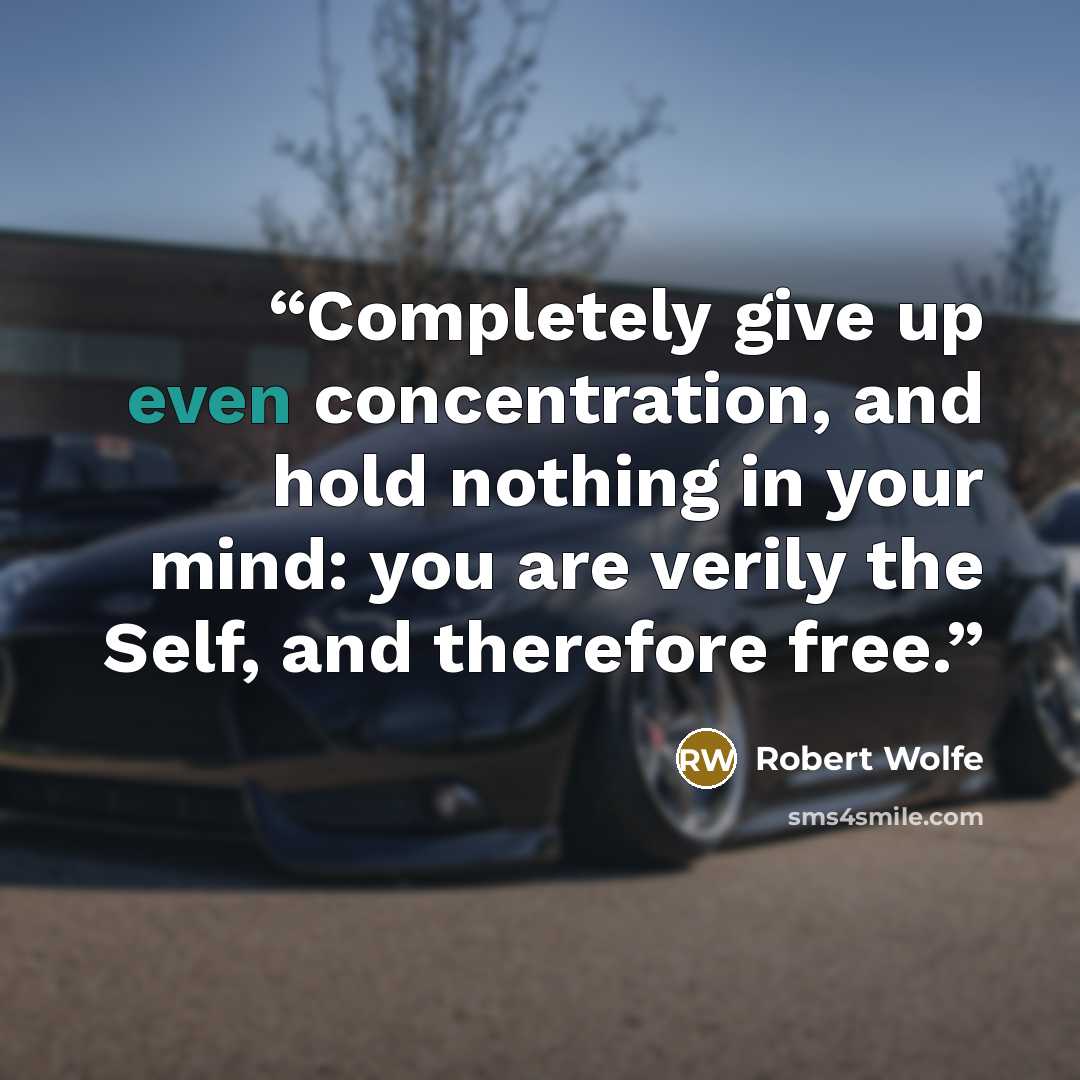 “Completely give up even concentration, and hold nothing in your mind: you are verily the Self, and therefore free.” quote by Robert Wolfe