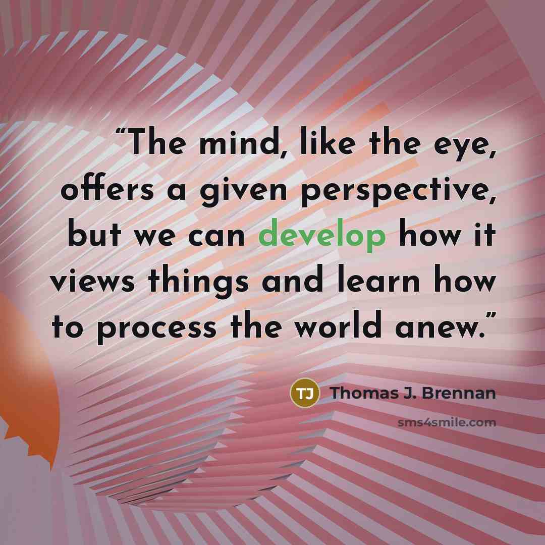 “The mind, like the eye, offers a given perspective, but we can develop how it views things and learn how to process the world anew.” quote by Thomas J. Brennan