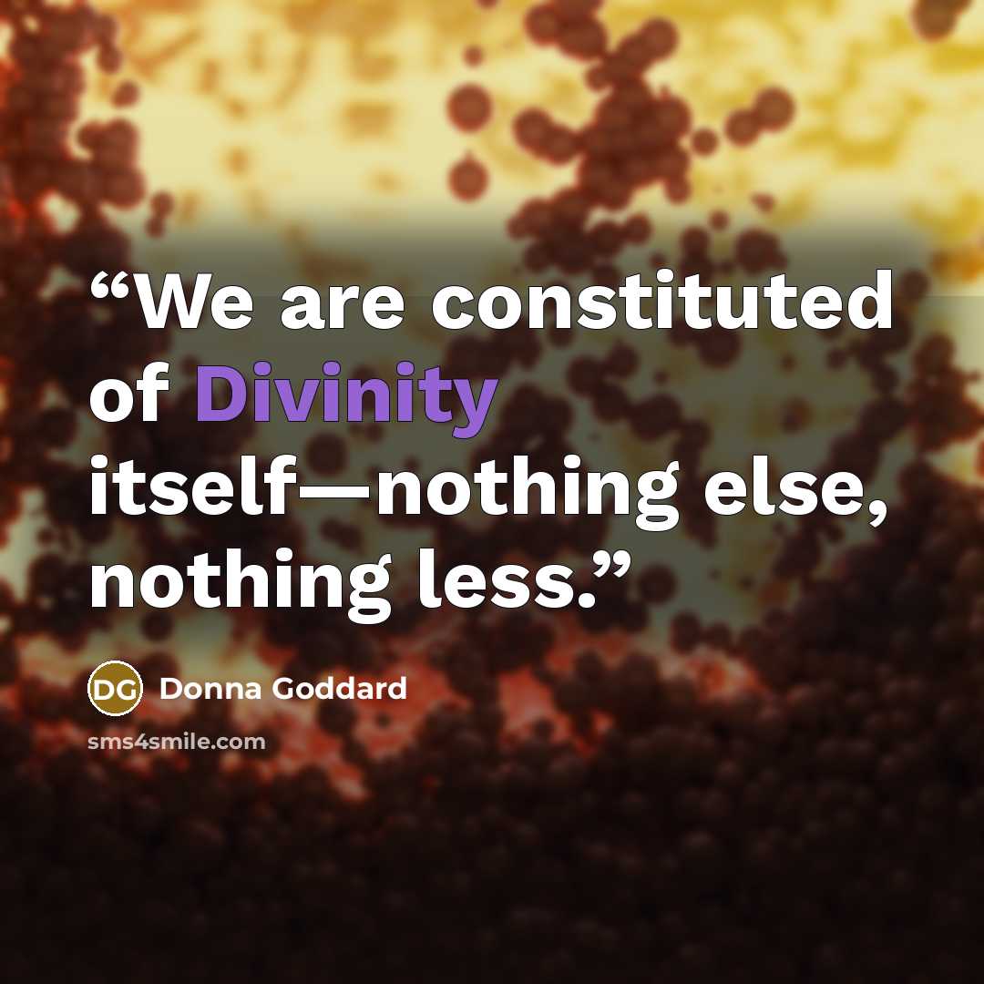 “We are constituted of Divinity itself—nothing else, nothing less.” quote by Donna Goddard