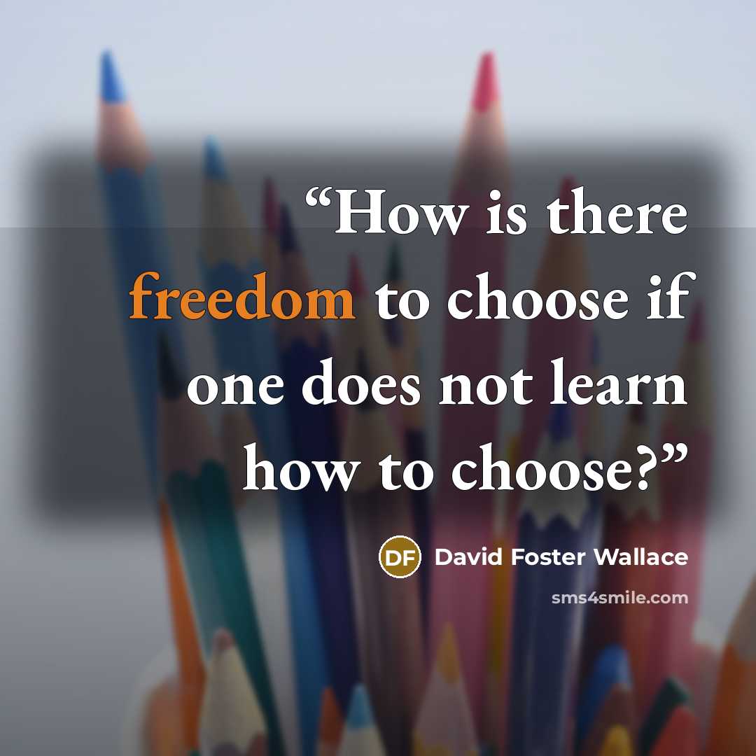“How is there freedom to choose if one does not learn how to choose?” quote by David Foster Wallace
