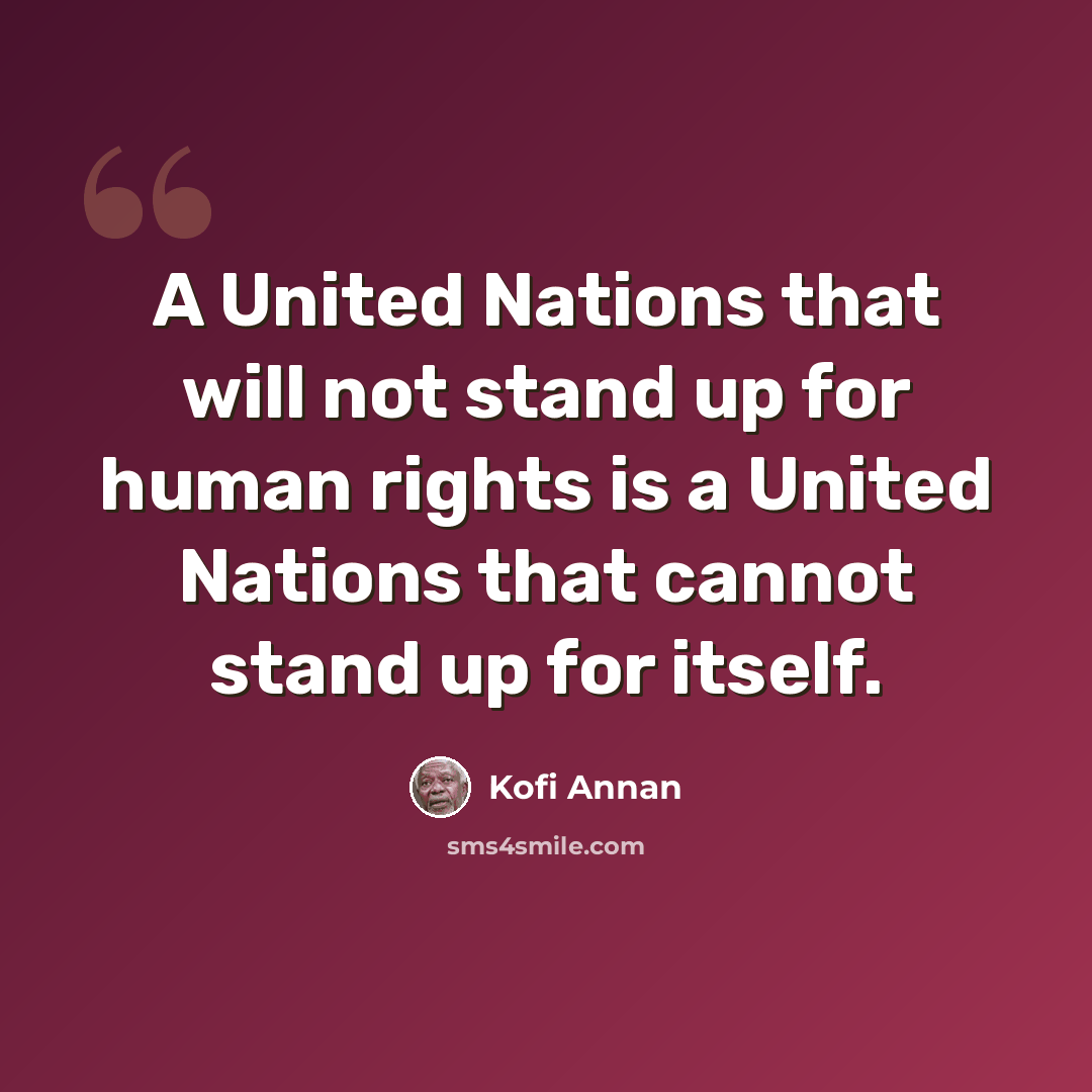 “A United Nations that will not stand up for human rights is a United Nations that cannot stand up for itself.” quote by Kofi Annan