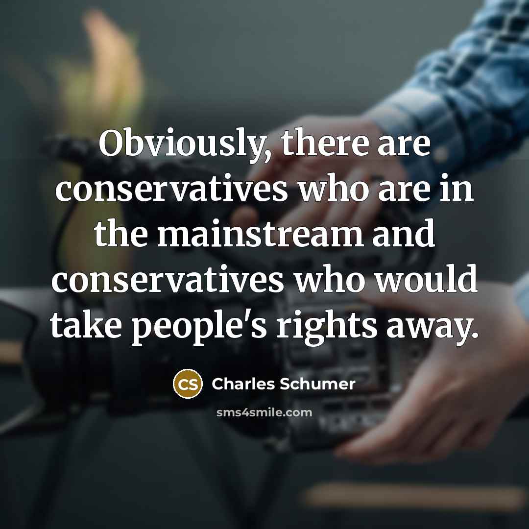 “Obviously, there are conservatives who are in the mainstream and conservatives who would take people's rights away.” quote by Charles Schumer