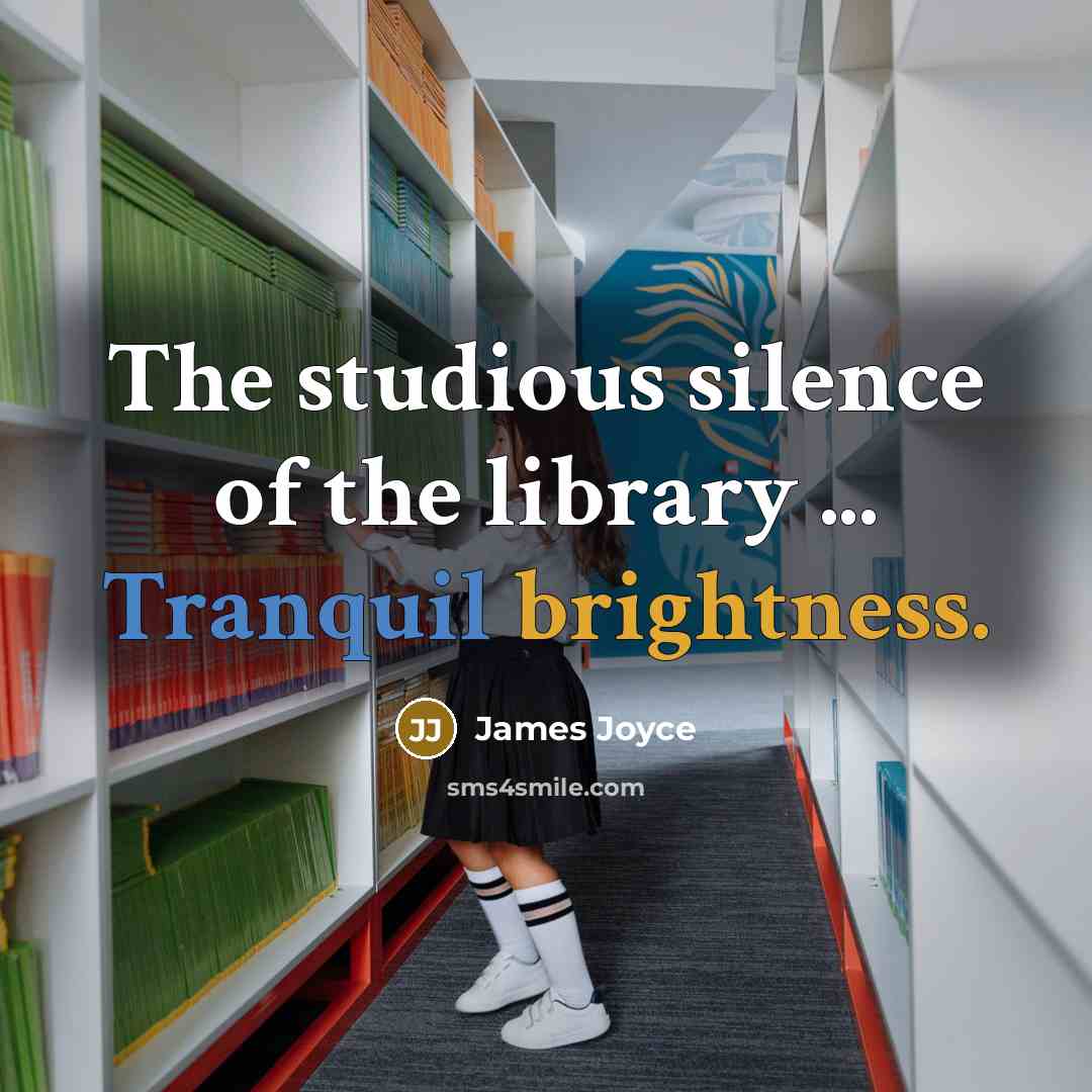 “The studious silence of the library ... Tranquil brightness.” quote by James Joyce