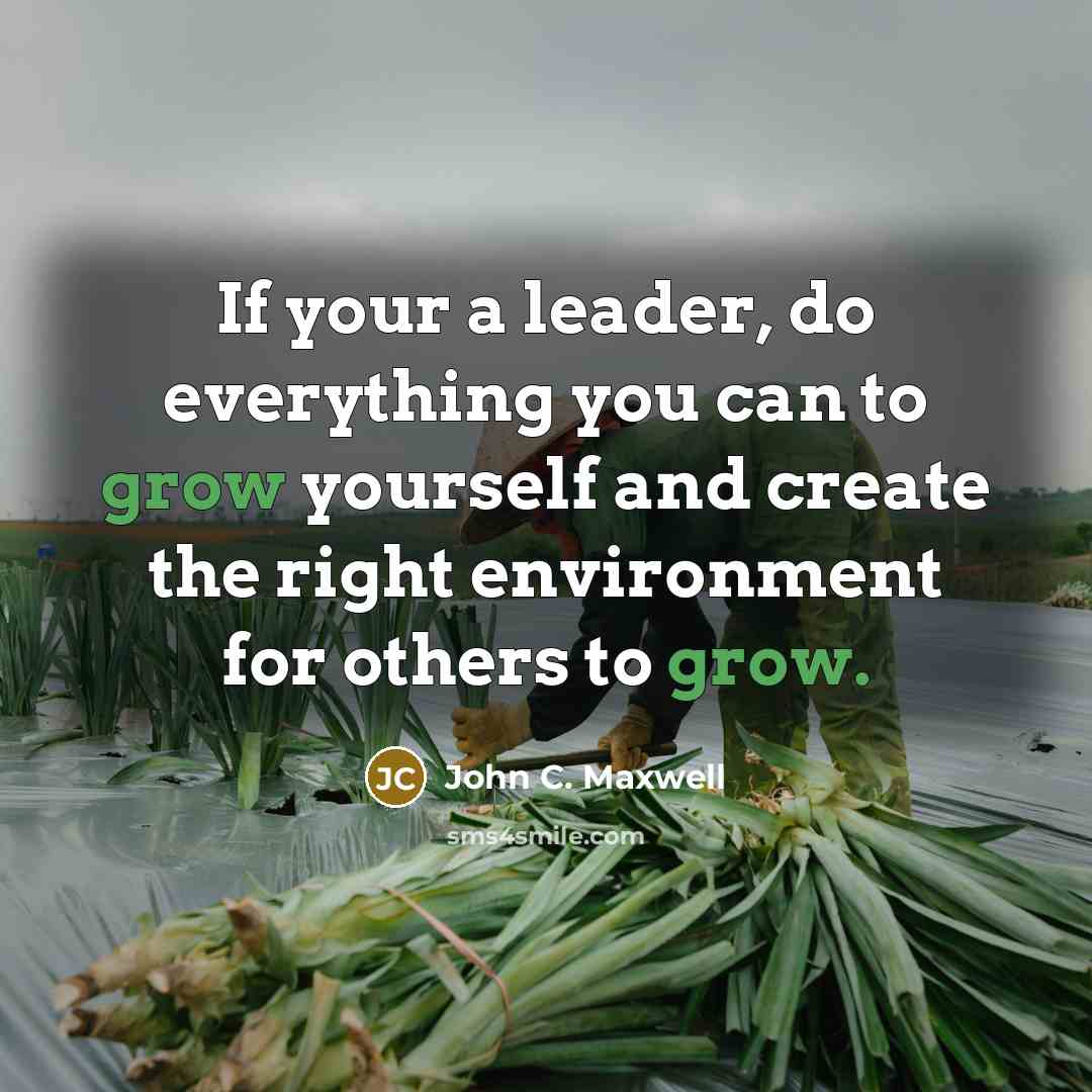 “If your a leader, do everything you can to grow yourself and create the right environment for others to grow.” quote by John C. Maxwell