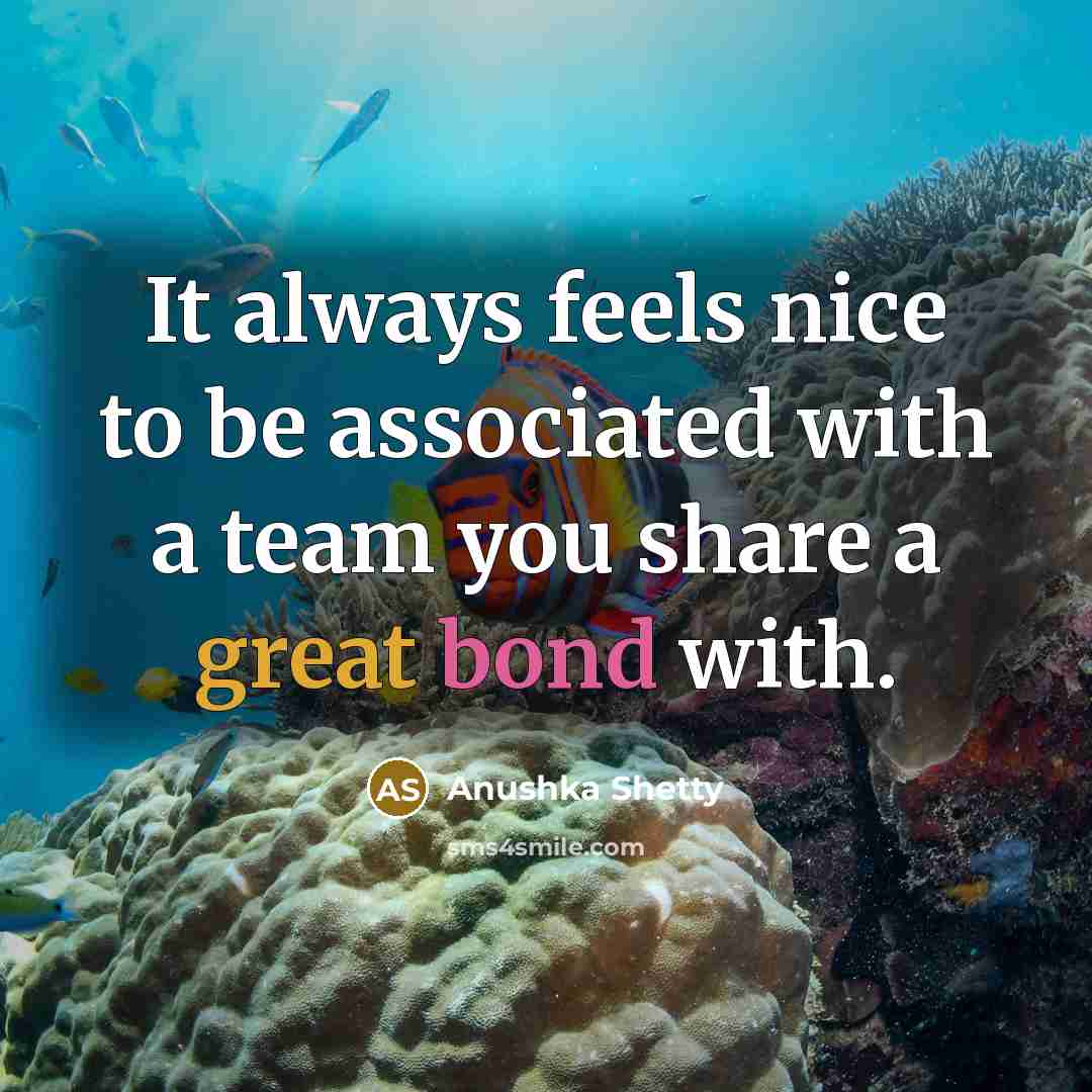 “It always feels nice to be associated with a team you share a great bond with.” quote by Anushka Shetty