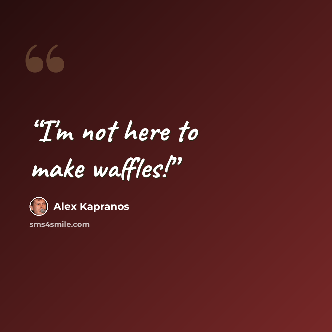 “I'm not here to make waffles!” quote by Alex Kapranos