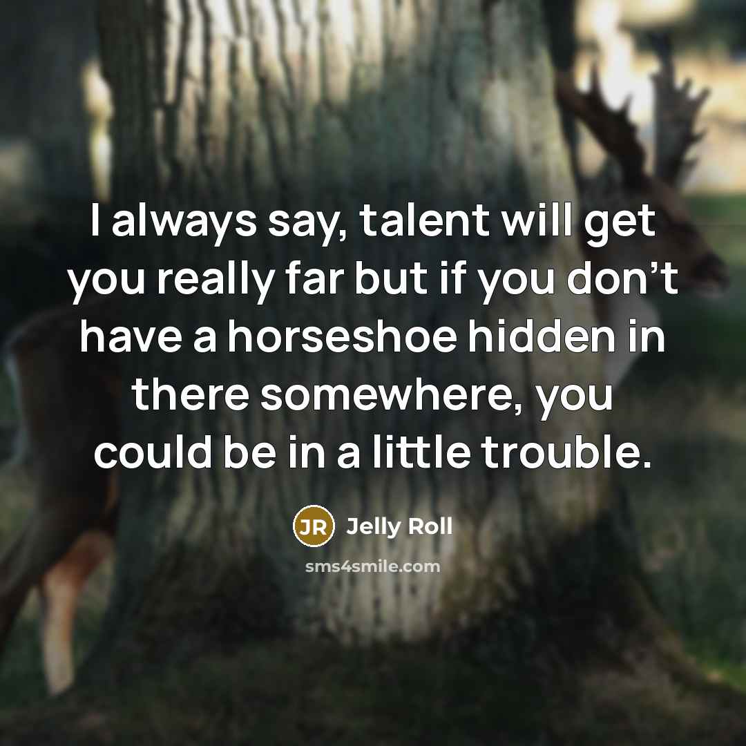 “I always say, talent will get you really far but if you don't have a horseshoe hidden in there somewhere, you could be in a little trouble.” quote by Jelly Roll