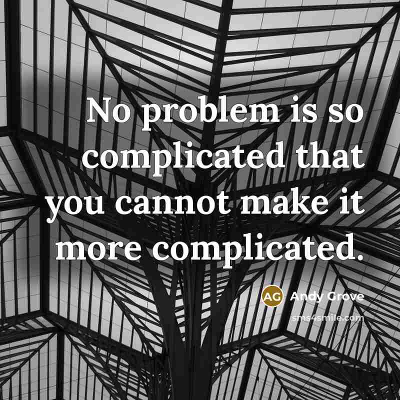 “No problem is so complicated that you cannot make it more complicated.” quote by Andy Grove