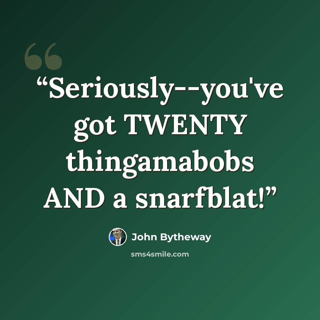 “Seriously--you've got TWENTY thingamabobs AND a snarfblat!” quote by John Bytheway