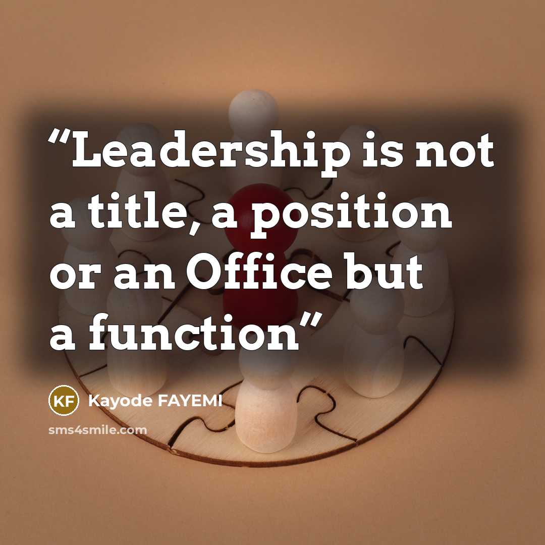 “Leadership is not a title, a position or an Office but a function” quote by Kayode Fayemi