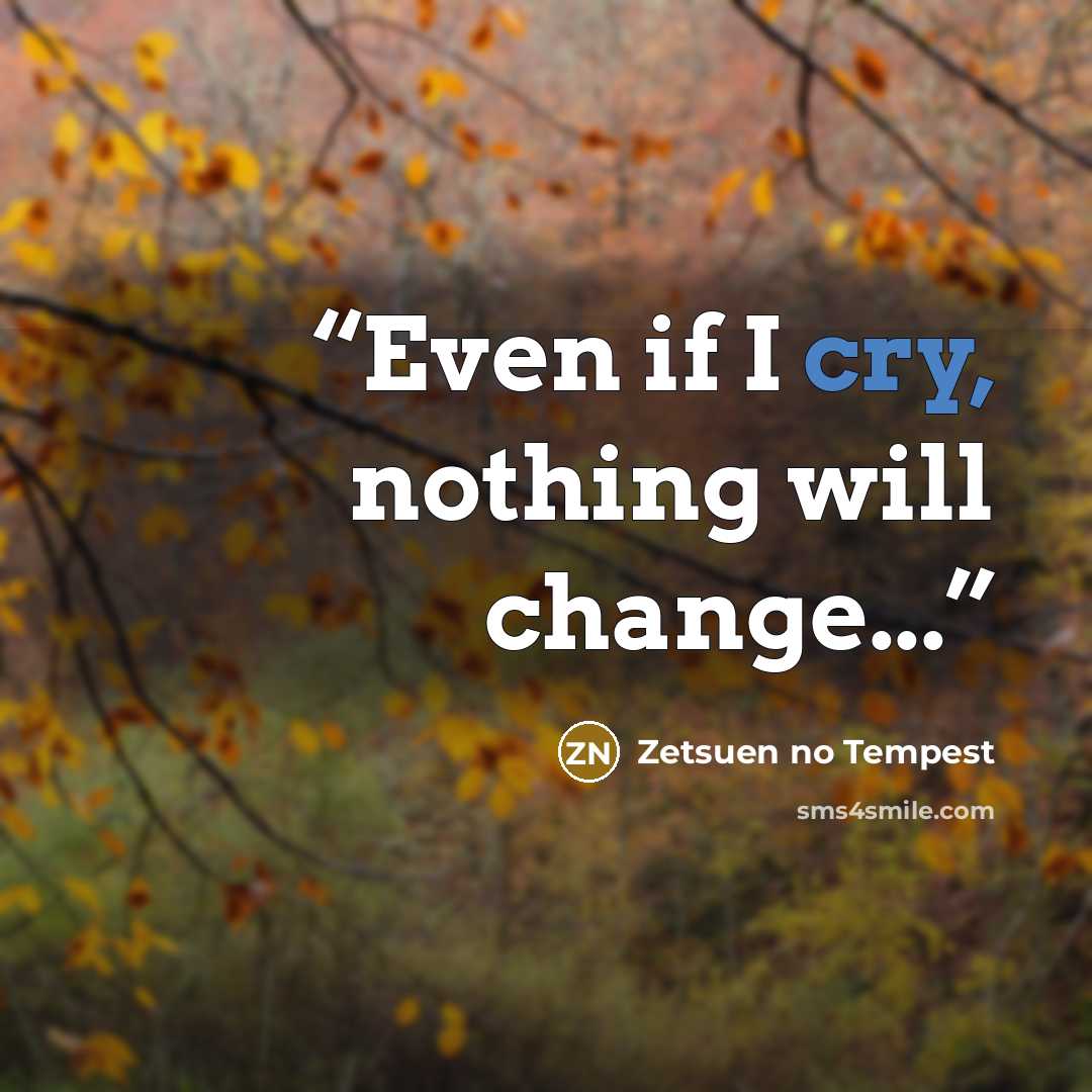 “Even if I cry, nothing will change...” quote by Zetsuen no Tempest