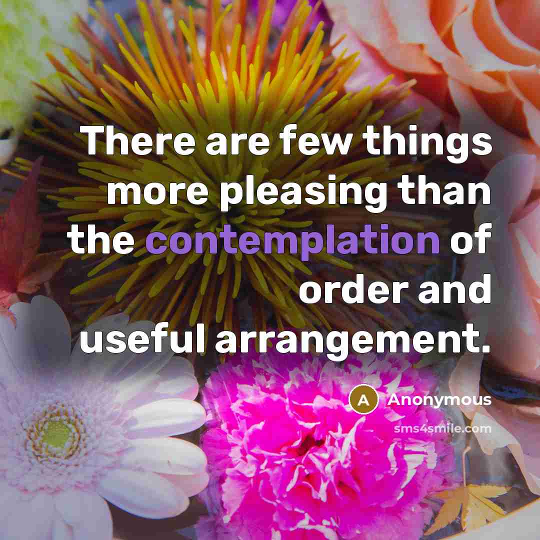 “There are few things more pleasing than the contemplation of order and useful arrangement.” quote by Anonymous