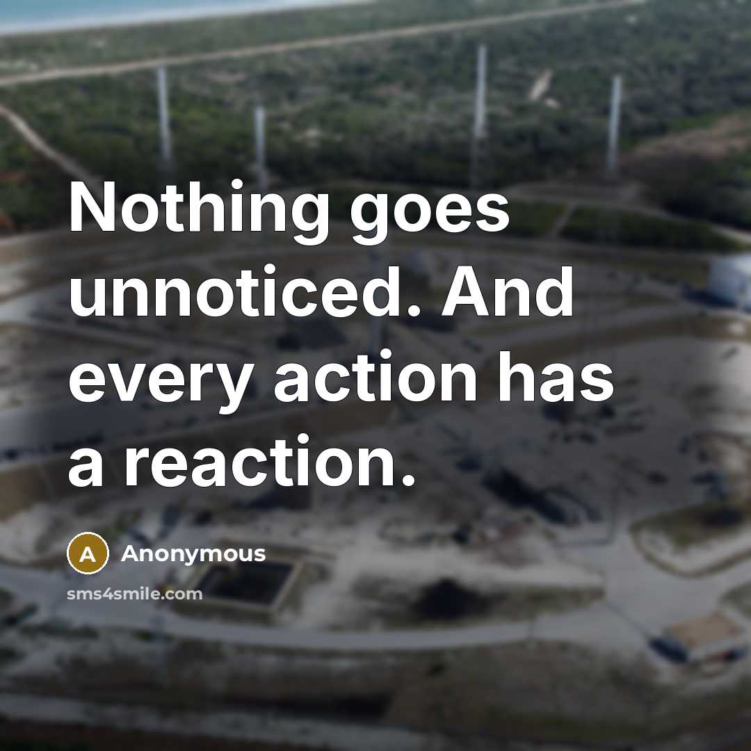 “Nothing goes unnoticed. And every action has a reaction.” quote by Anonymous
