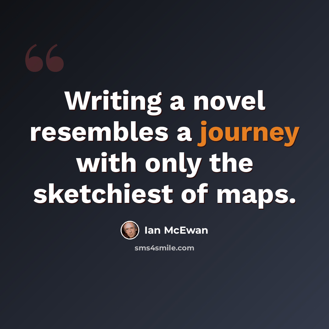 “Writing a novel resembles a journey with only the sketchiest of maps.” quote by Ian Mcewan