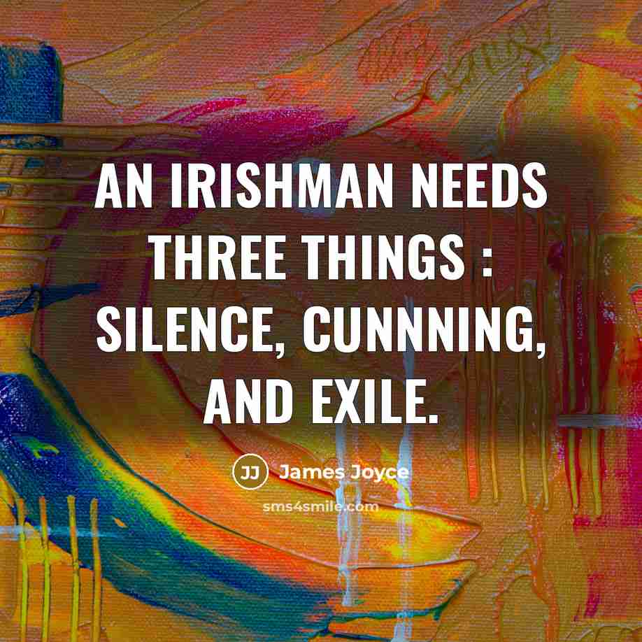 “An Irishman needs three things : silence, cunnning, and exile.” quote by James Joyce