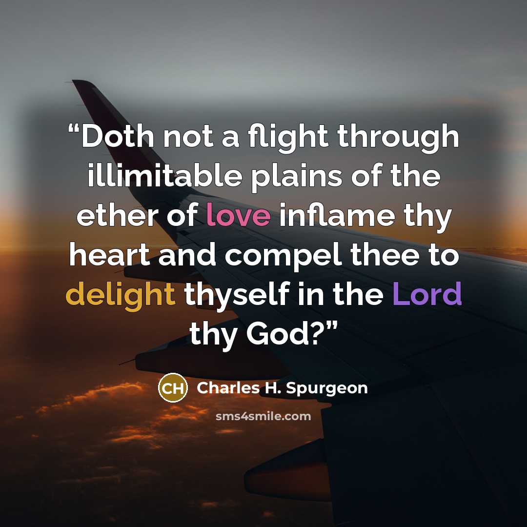 “Doth not a flight through illimitable plains of the ether of love inflame thy heart and compel thee to delight thyself in the Lord thy God?” quote by Charles H. Spurgeon