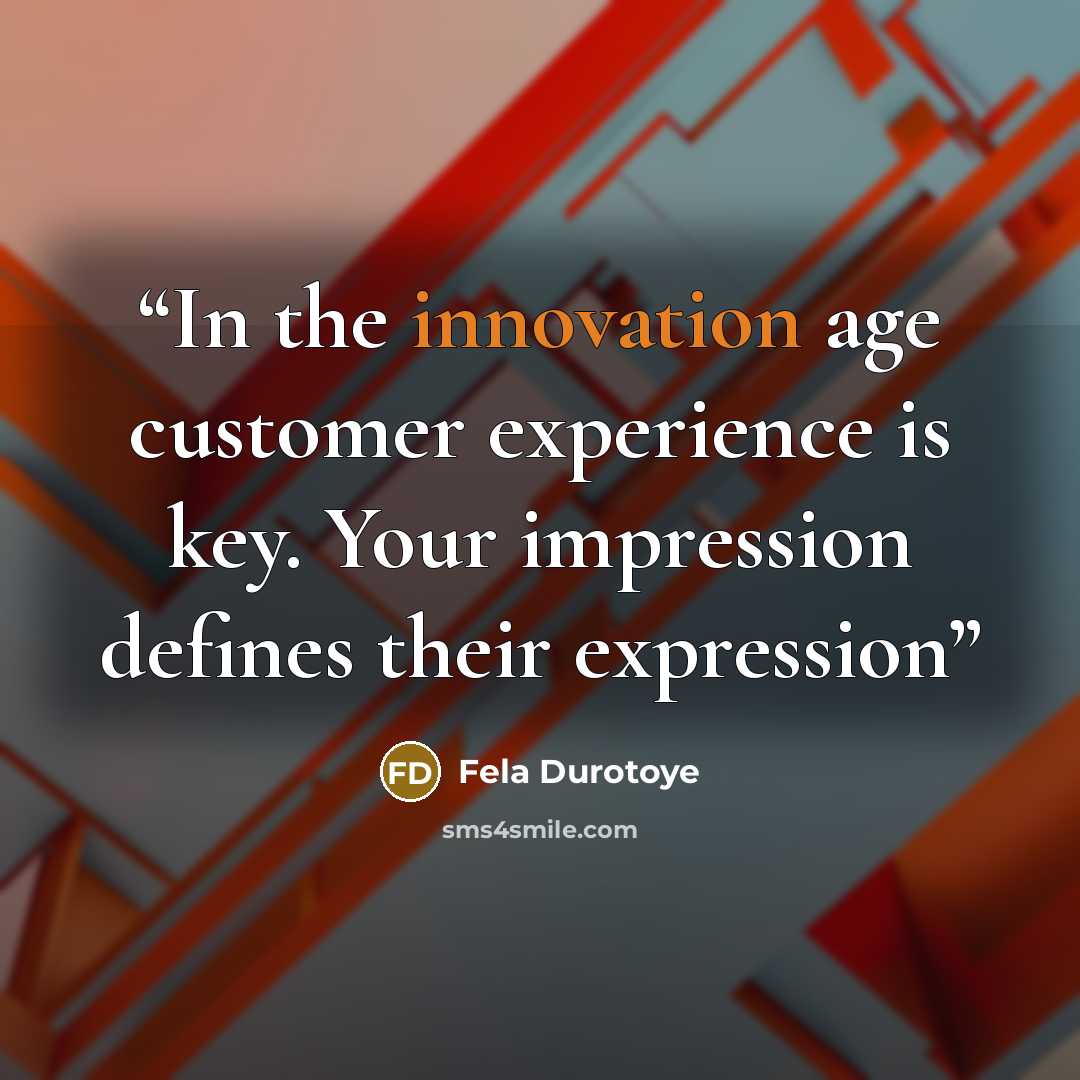 “In the innovation age customer experience is key. Your impression defines their expression” quote by Fela Durotoye