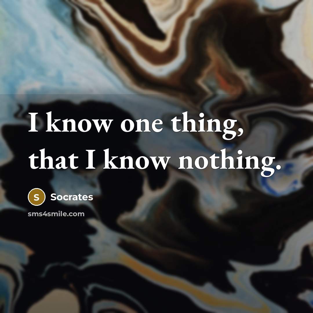 “I know one thing, that I know nothing.” quote by Socrates
