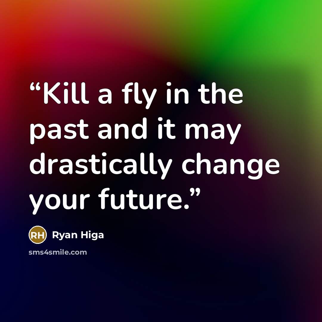 “Kill a fly in the past and it may drastically change your future.” quote by Ryan Higa