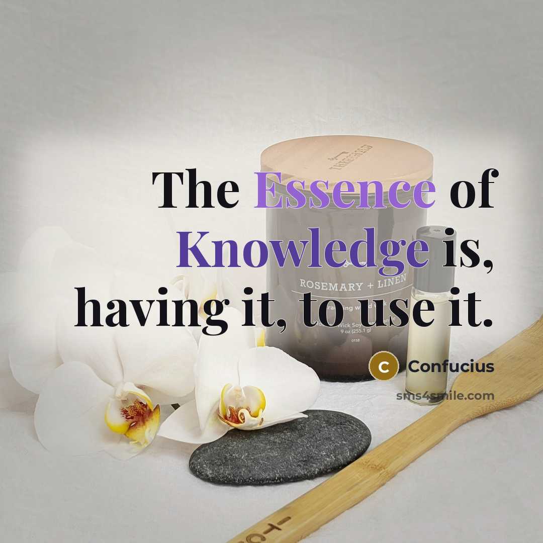 “The Essence of Knowledge is, having it, to use it.” quote by Confucius
