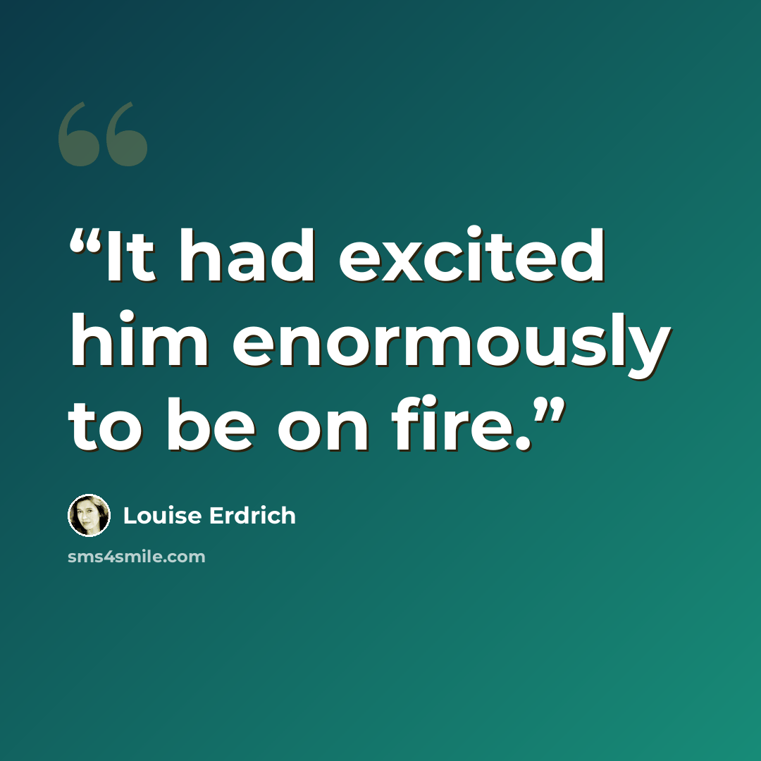 “It had excited him enormously to be on fire.” quote by Louise Erdrich