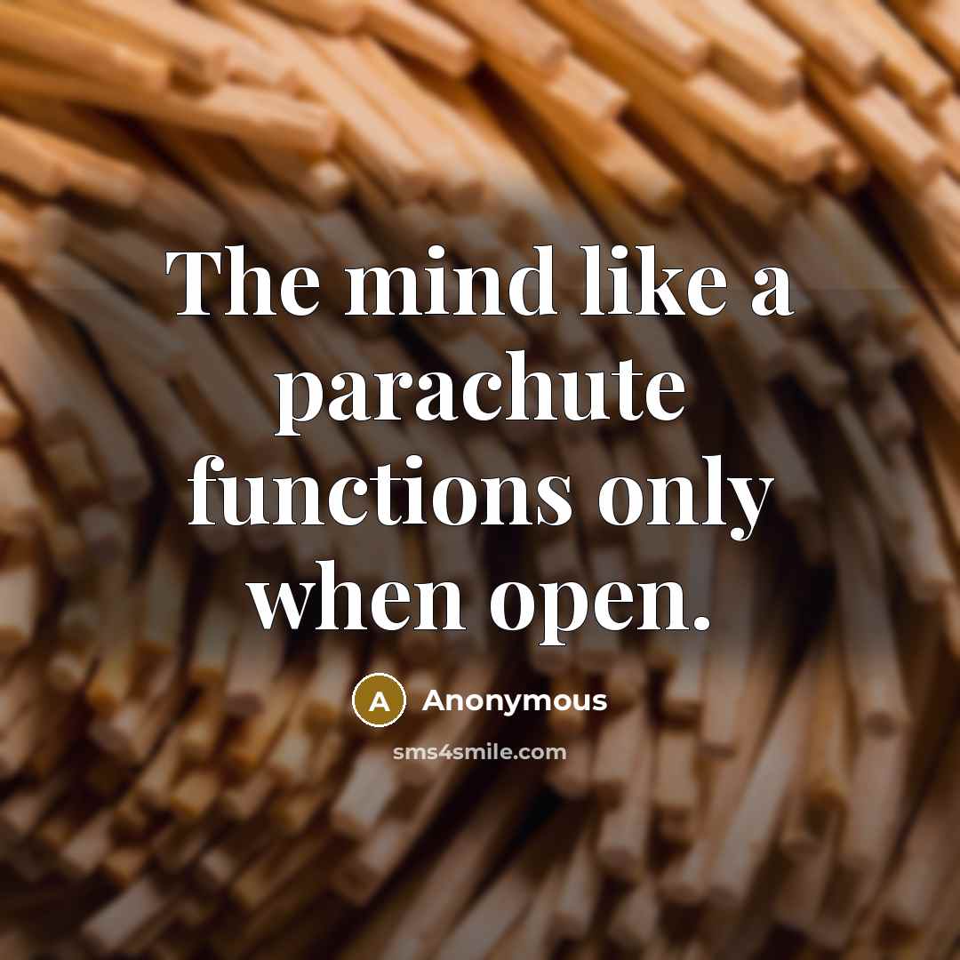 “The mind like a parachute functions only when open.” quote by Anonymous