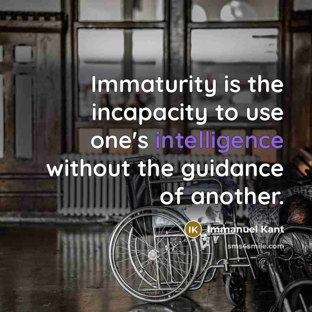 “Immaturity is the incapacity to use one's intelligence without the guidance of another.” quote by Immanuel Kant