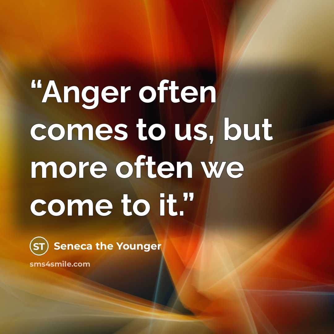 “Anger often comes to us, but more often we come to it.” quote by Seneca the Younger