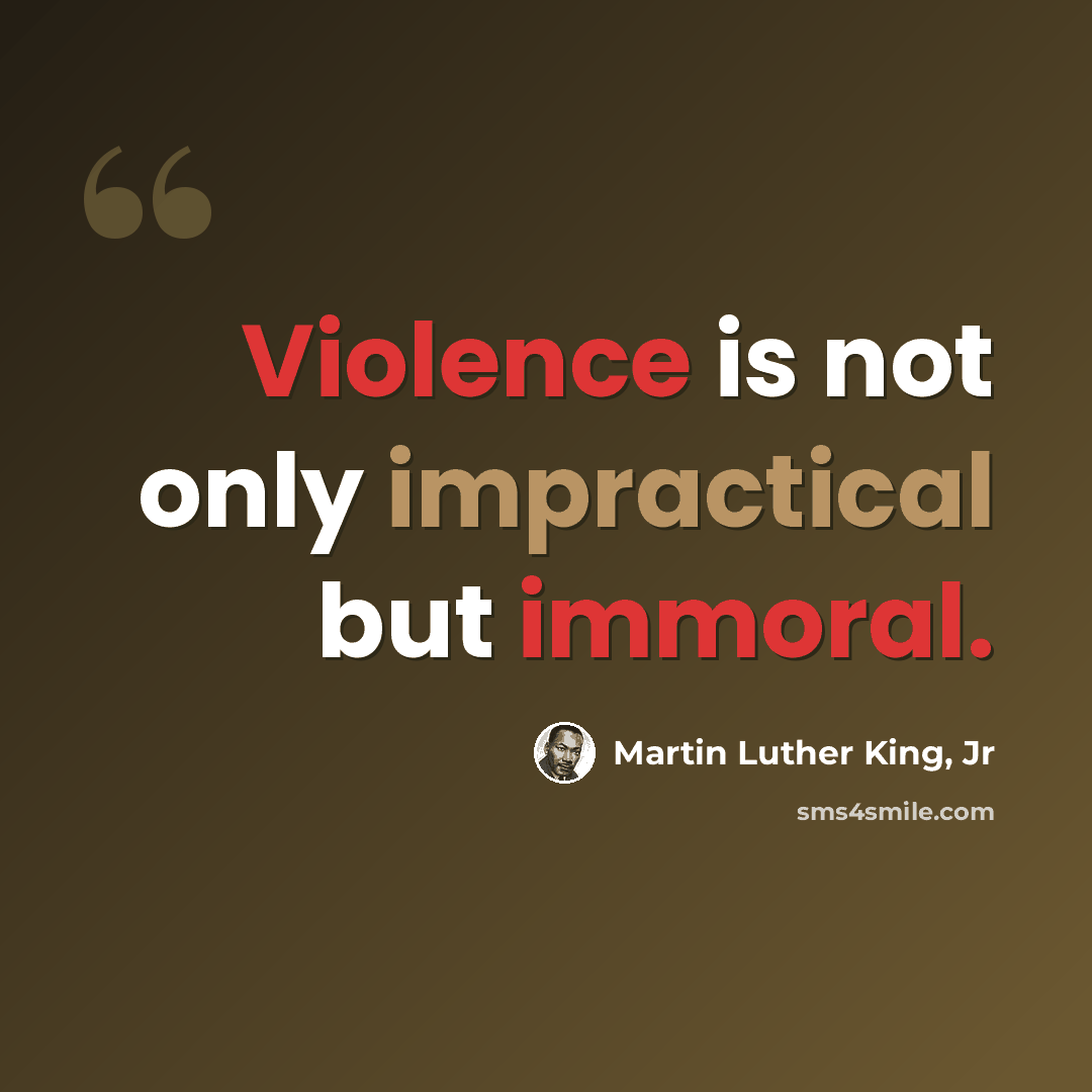 “Violence is not only impractical but immoral.” quote by Martin Luther King, Jr