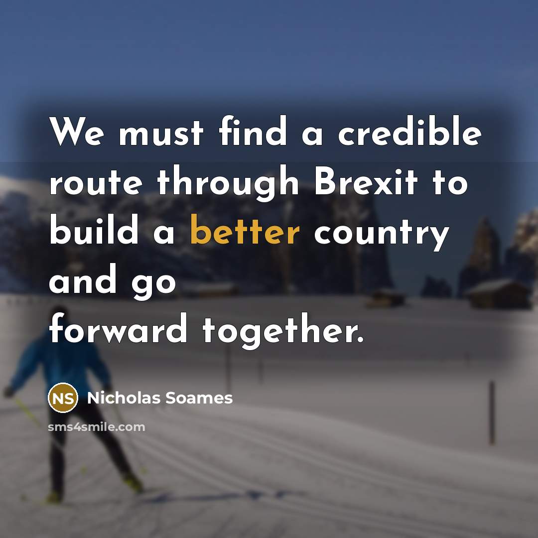 “We must find a credible route through Brexit to build a better country and go forward together.” quote by Nicholas Soames