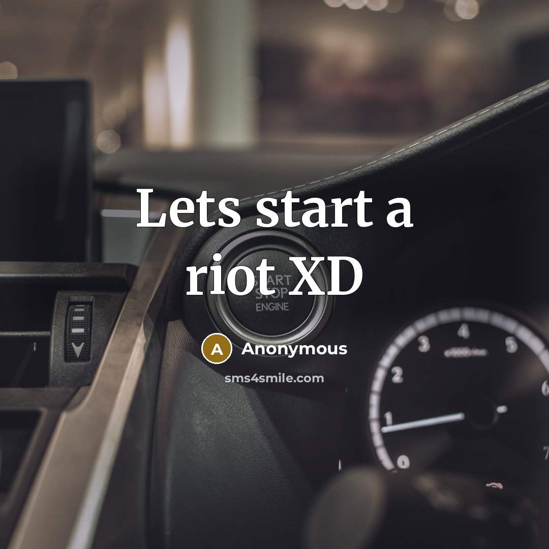 “Lets start a riot XD” quote by Anonymous
