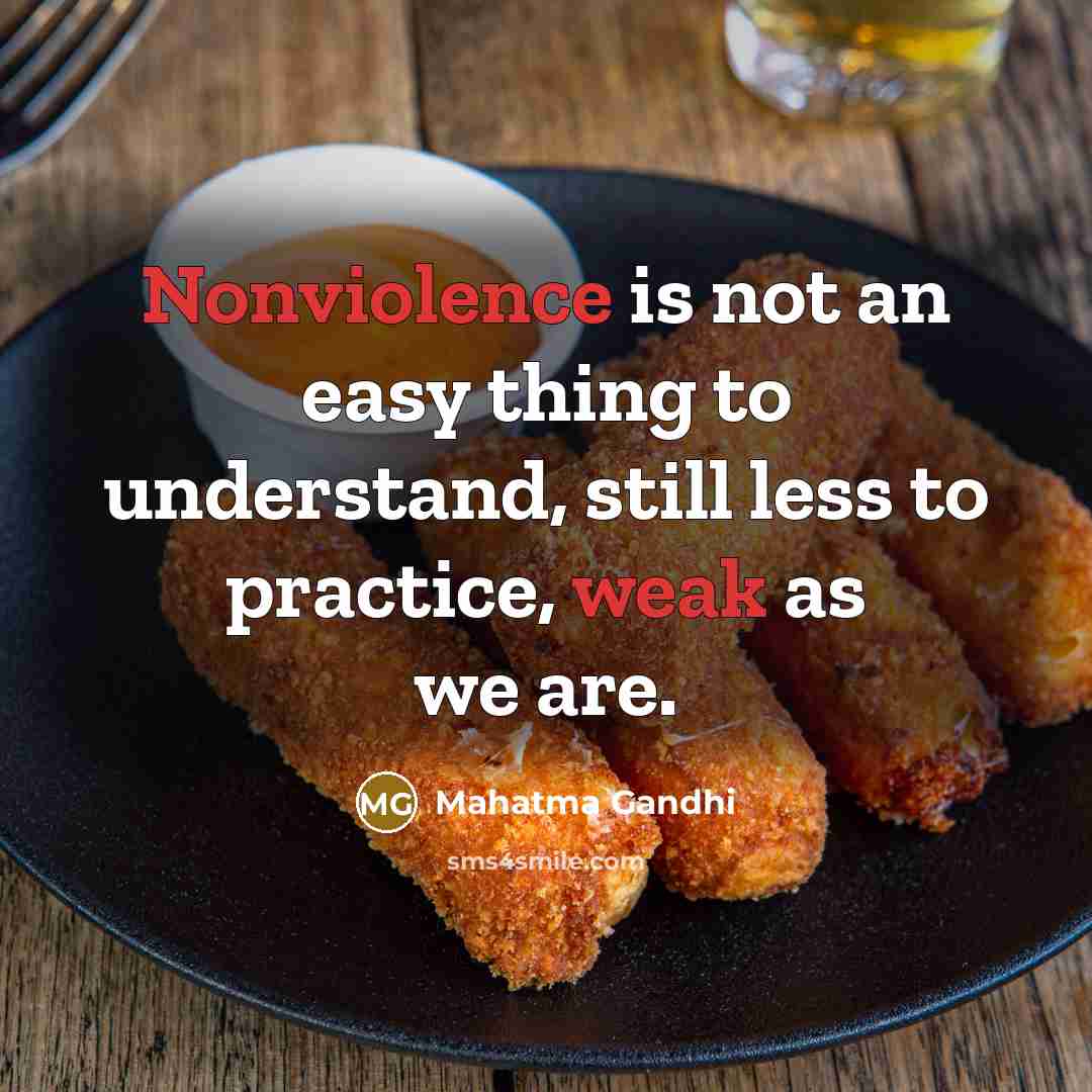 “Nonviolence is not an easy thing to understand, still less to practice, weak as we are.” quote by Mahatma Gandhi