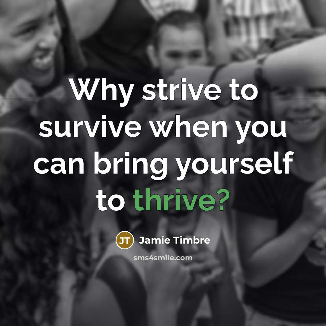 “Why strive to survive when you can bring yourself to thrive?” quote by Jamie Timbre