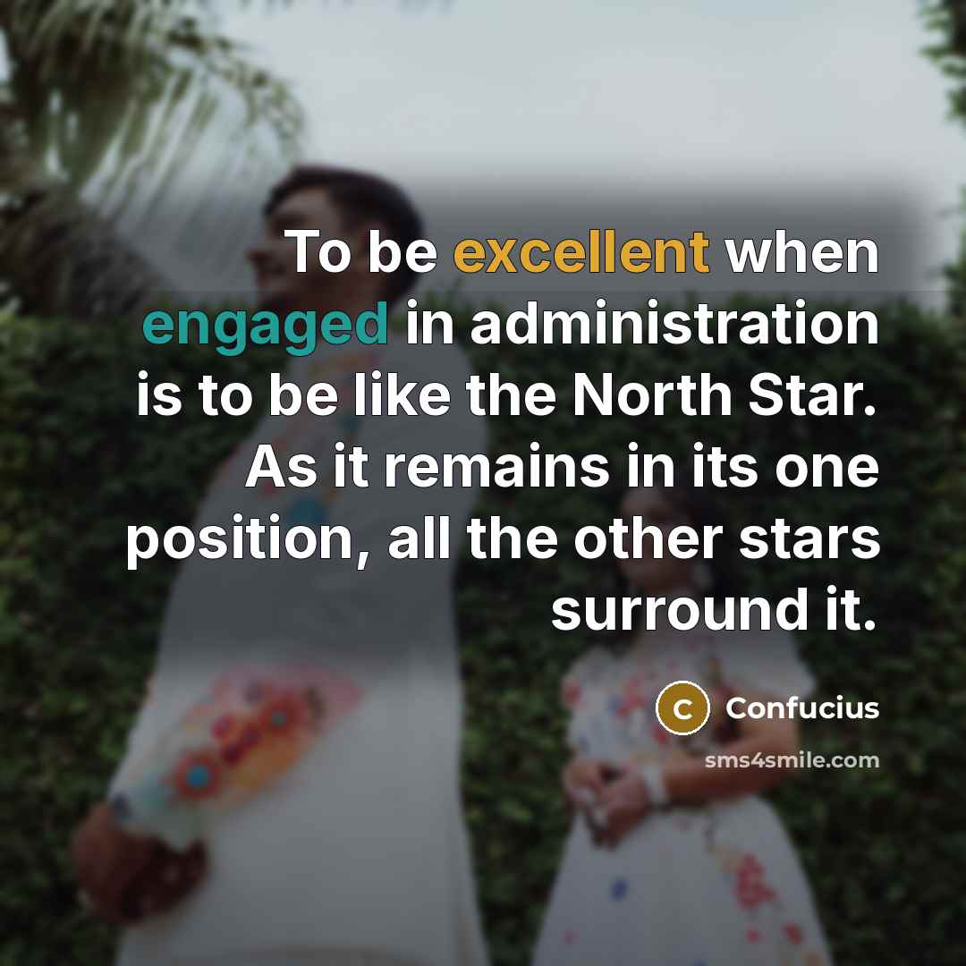 “To be excellent when engaged in administration is to be like the North Star. As it remains in its one position, all the other stars surround it.” quote by Confucius