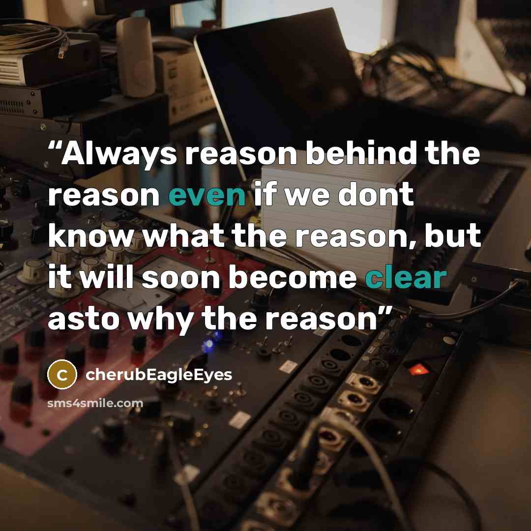 “Always reason behind the reason even if we dont know what the reason, but it will soon become clear asto why the reason” quote by cherubEagleEyes