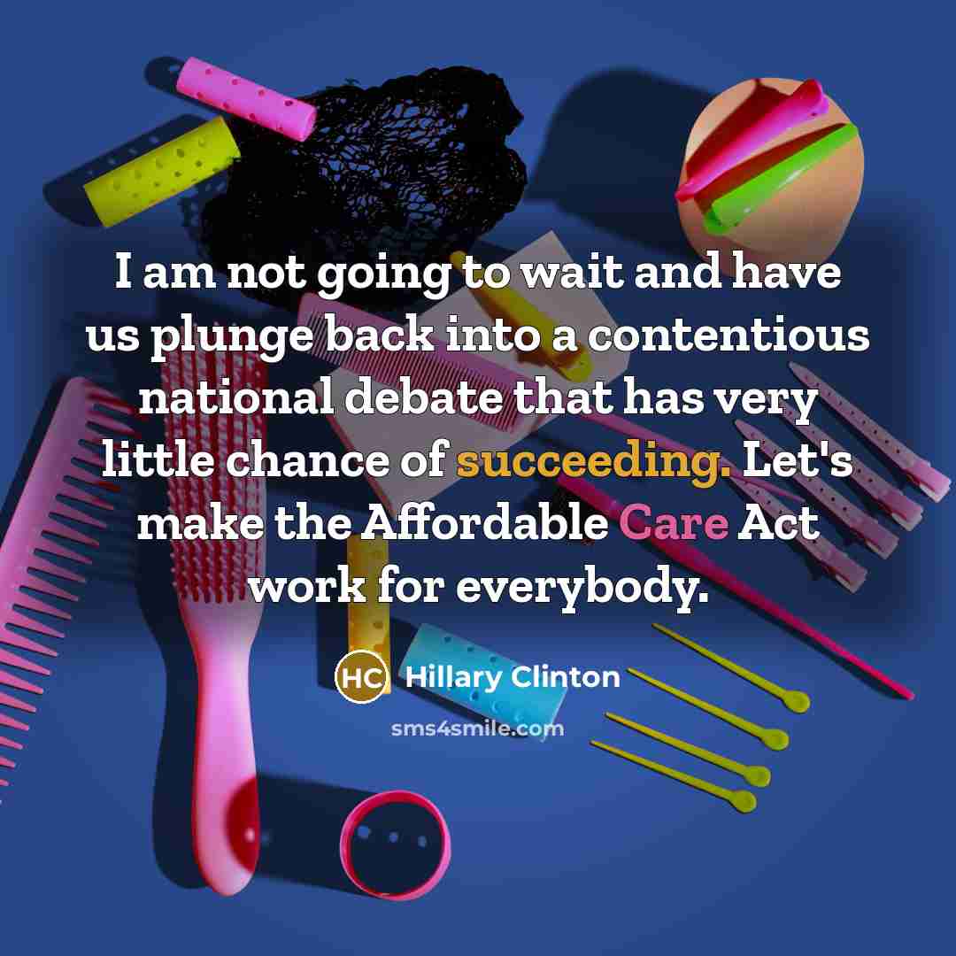 “I am not going to wait and have us plunge back into a contentious national debate that has very little chance of succeeding. Let's make the Affordable Care Act work for everybody.” quote by Hillary Clinton