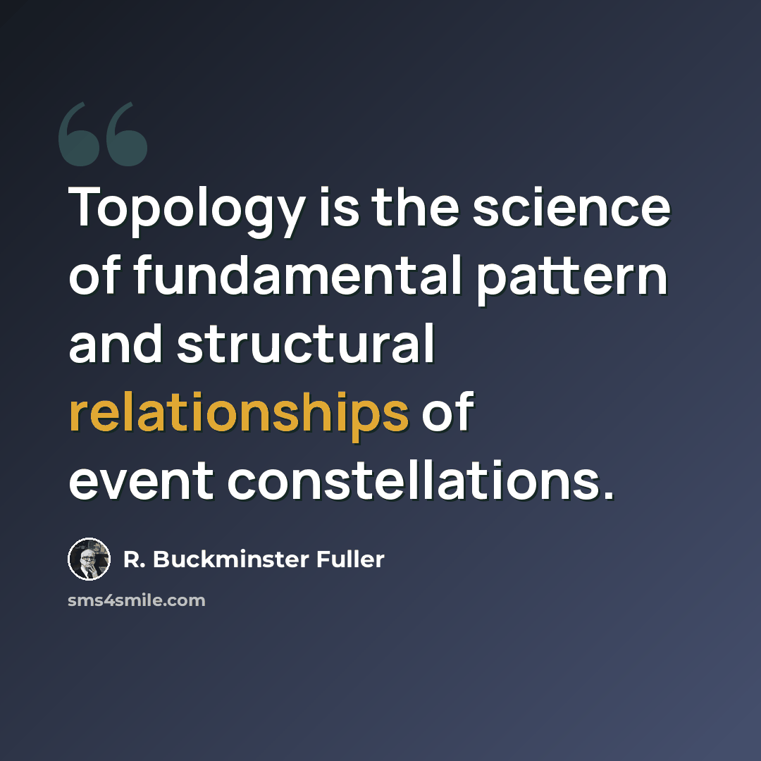 “Topology is the science of fundamental pattern and structural relationships of event constellations.” quote by R. Buckminster Fuller