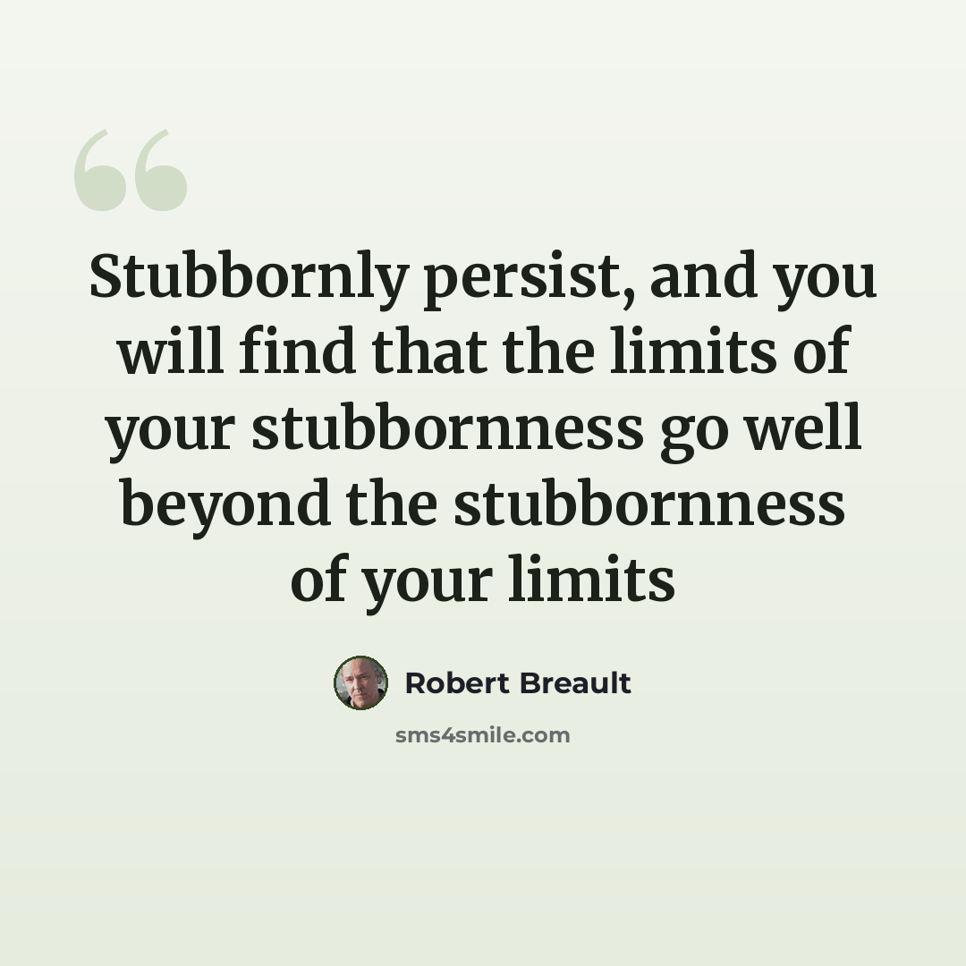 “Stubbornly persist, and you will find that the limits of your stubbornness go well beyond the stubbornness of your limits” quote by Robert Breault