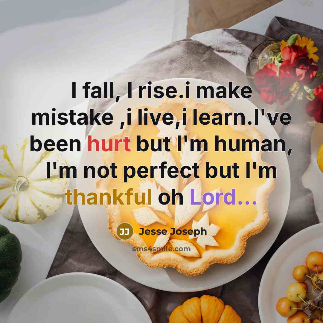 “I fall, I rise.i make mistake ,i live,i learn.I've been hurt but I'm human, I'm not perfect but I'm thankful oh Lord...” quote by Jesse Joseph