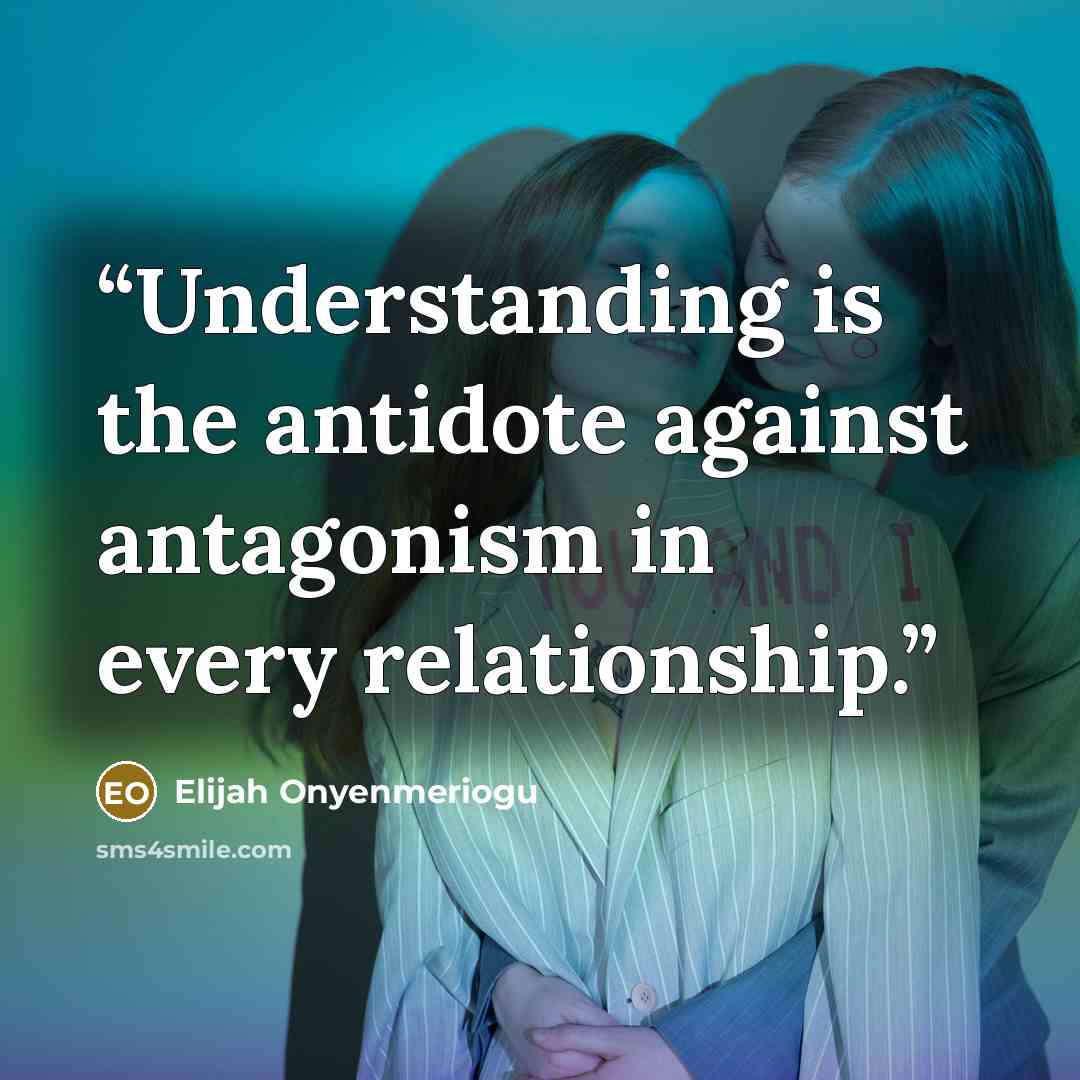 “Understanding is the antidote against antagonism in every relationship.” quote by Elijah Onyenmeriogu