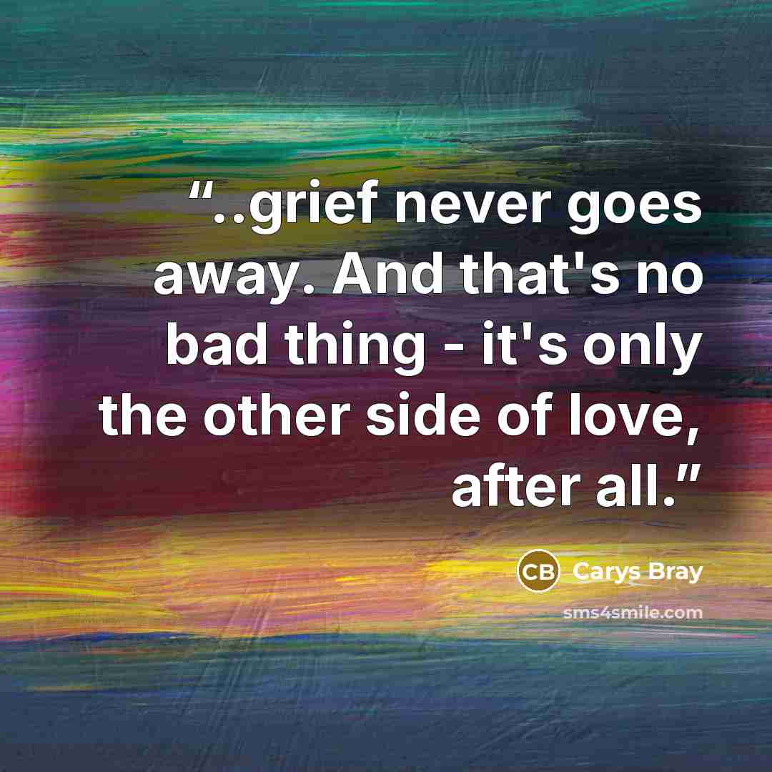 “..grief never goes away. And that's no bad thing - it's only the other side of love, after all.” quote by Carys Bray
