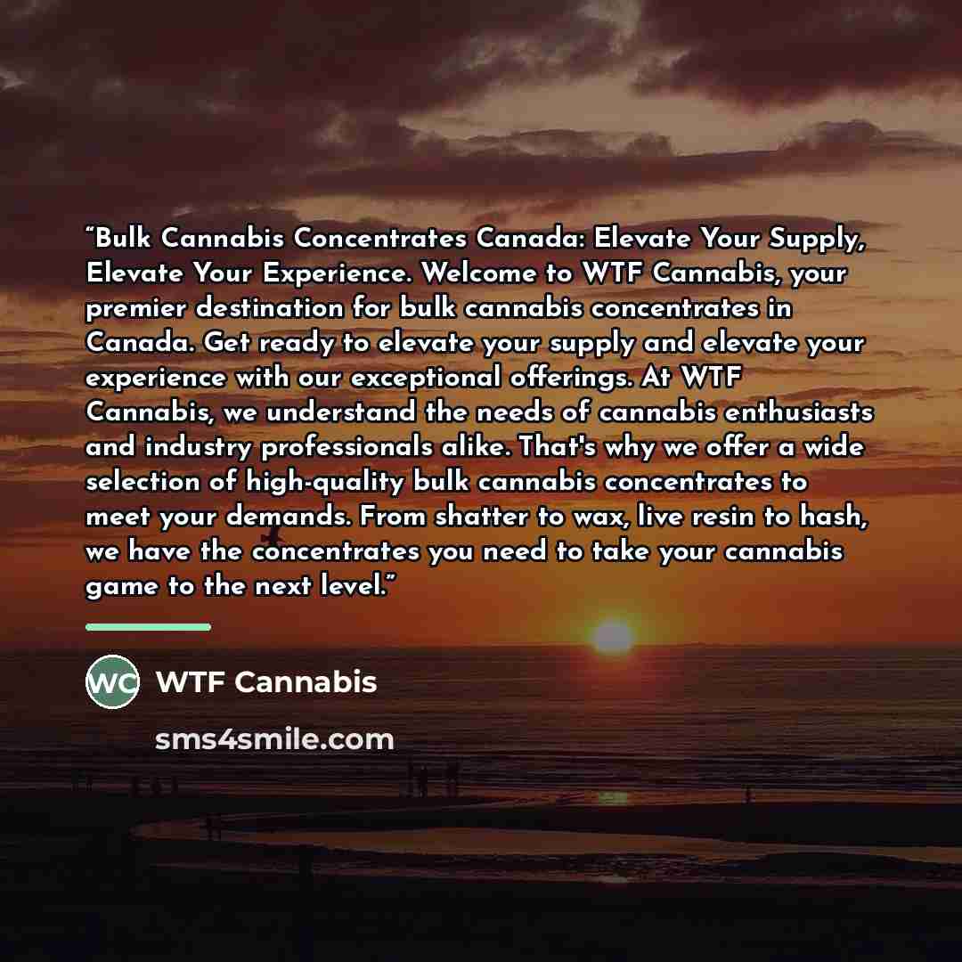 “Bulk Cannabis Concentrates Canada: Elevate Your Supply, Elevate Your Experience. Welcome to WTF Cannabis, your premier destination for bulk cannabis concentrates in Canada. Get ready to elevate your supply and elevate your experience with our exceptional offerings. At WTF Cannabis, we understand…” quote by WTF Cannabis
