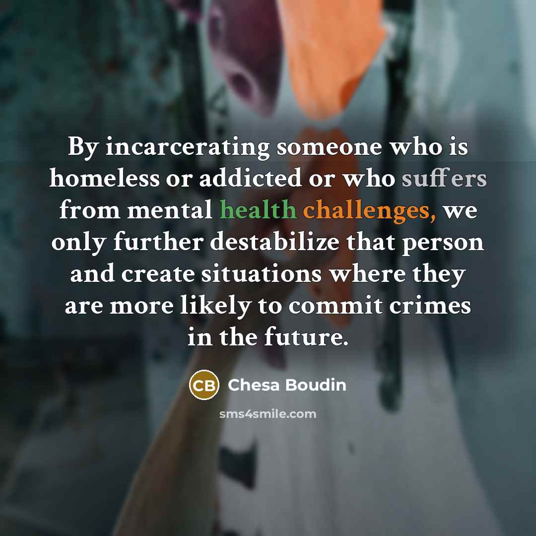 “By incarcerating someone who is homeless or addicted or who suffers from mental health challenges, we only further destabilize that person and create situations where they are more likely to commit crimes in the future.” quote by Chesa Boudin