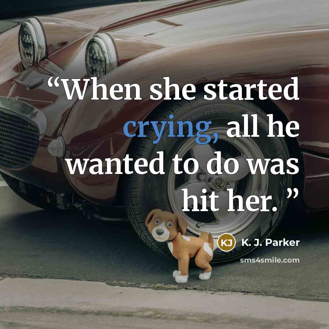 “When she started crying, all he wanted to do was hit her.” quote by K. J. Parker
