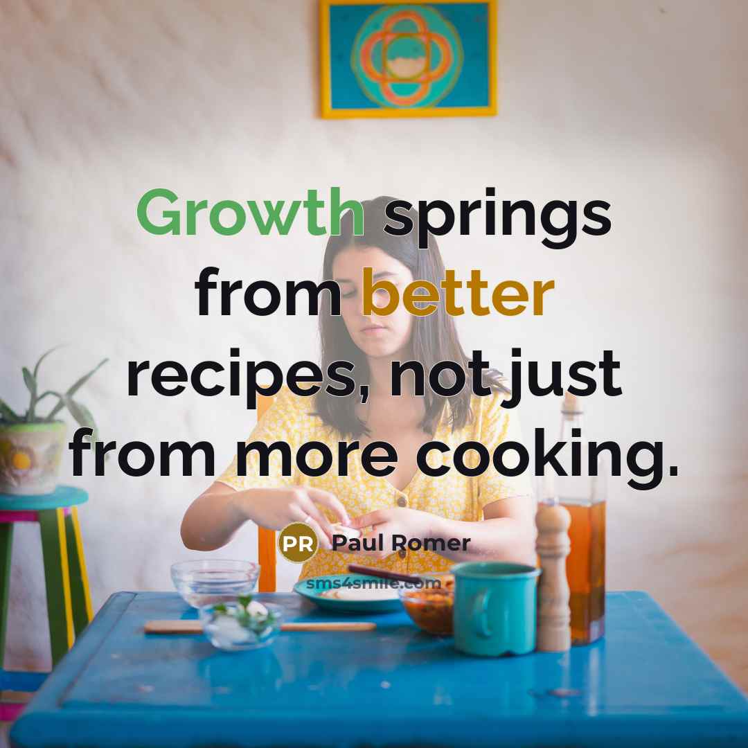 “Growth springs from better recipes, not just from more cooking.” quote by Paul Romer