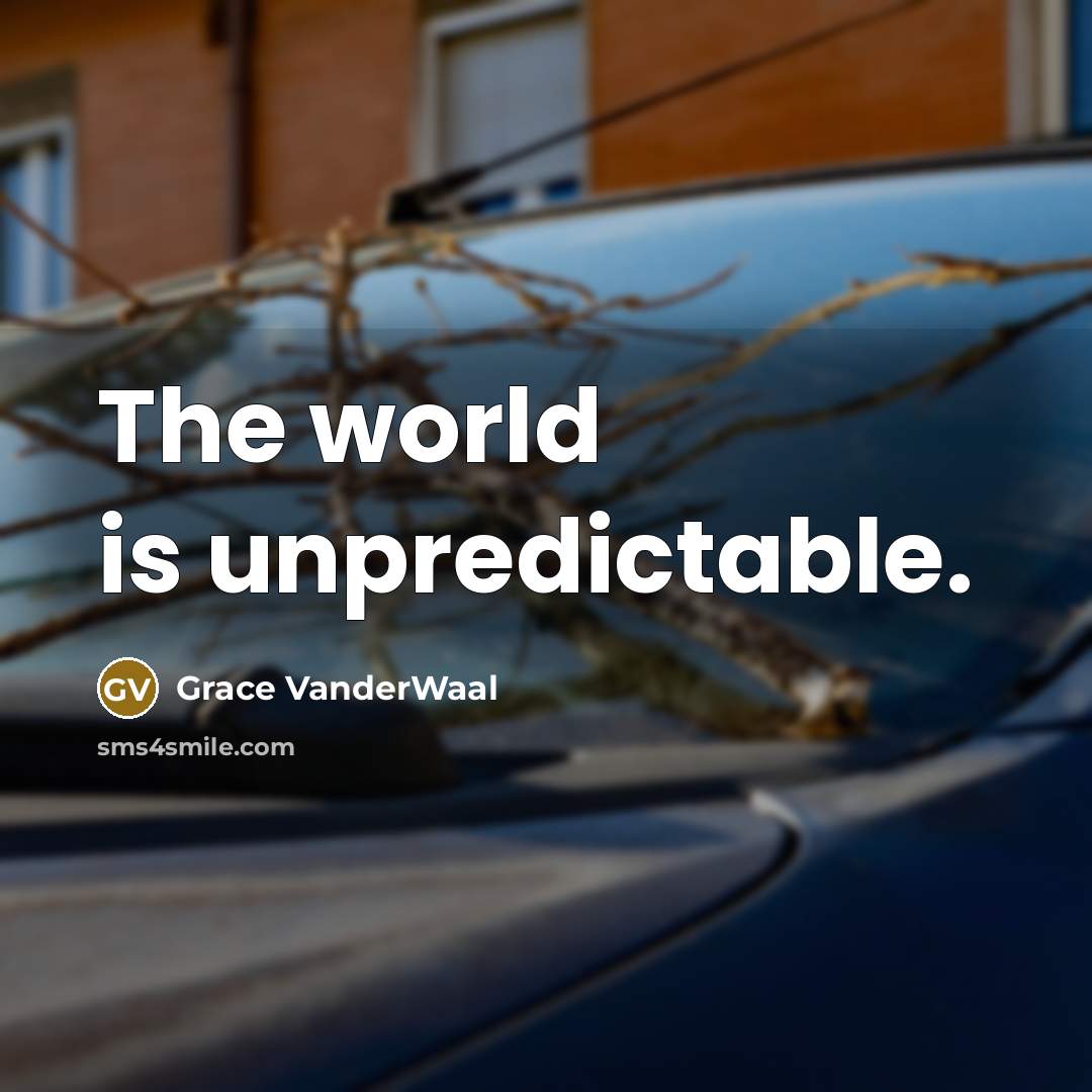 “The world is unpredictable.” quote by Grace VanderWaal